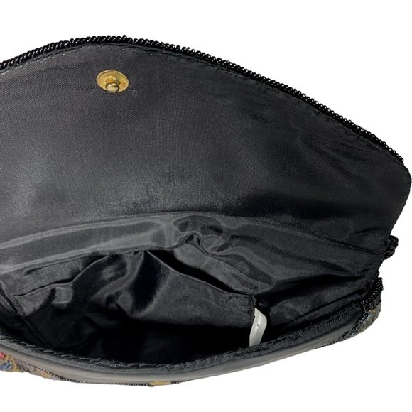 VINTAGE Multicolour Art Deco Chain Link Stripe Beaded Evening Bag - Picture 6 of 6